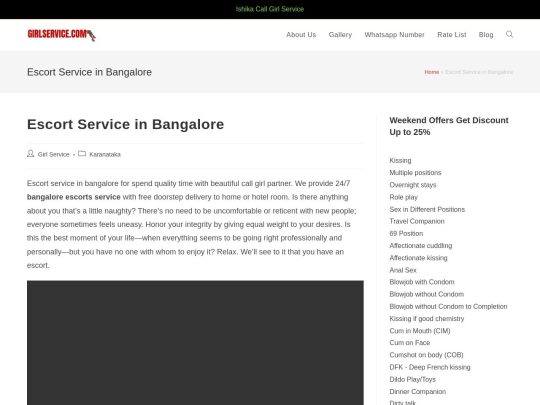 Girl Service Bangalore Escorts